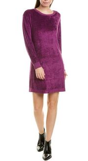 💕MICHAEL STARS💕 Terry Cloth Long Sleeve Crew Neck Shift Dress Purple Small