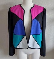 Leslie Fay collections colorblock retro cardigan