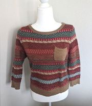 Design History Multicolored Bohemian Wool Blend Sweater Size Women's Small