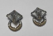 Judy Lee Clip On Earrings Gold Tone / Silver Tone Hand Crafted Door Knocker