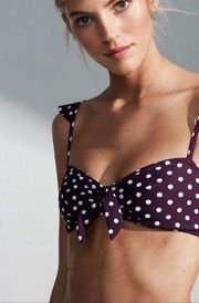 ✨HP✨Polka Dot Tie Front Ruffle Bikini Top✨