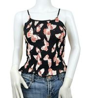 Paper Crane Anthropologie Smocked Butterfly Cami Ruffle Hem XS