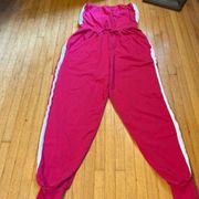 Hot Pink Strapless Jumpsuit; only worn once—can be worn with sweater to hide bra