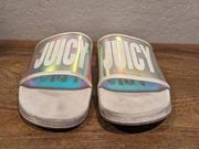 Juicy Couture Los Angeles California Holographic/White Slides Women Size 10