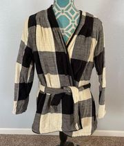 Ace & Jig Alexa Cardigan Buffalo Plaid size Small Black & Cream