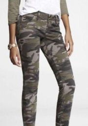 Express Camo Ankle Skinny High Rise Denim Jeans Pants Womens 8 green Leggings