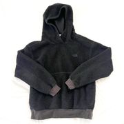 North face black sherpa pullover hoodie