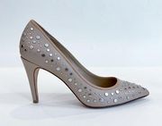 Diane Von Furstenberg Alina Silver Studded Pumps Pointed Toe Size 9