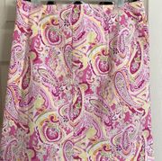 skirt midi knee length paisley pink stretchy sz 12 vintage 90’s Y2K