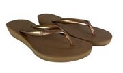 Havaianas High Light Wedge Flip Flop Sandals Womens 11 12 Rose Gold Logo 43 44