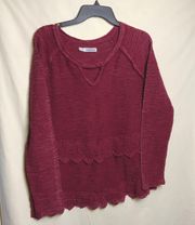 Maurice's  Burgundy Inside Out Look Top w Lace Rows Sz 1 (16-18)