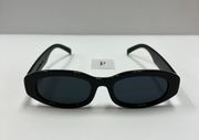 90s Black Oval Sunglasses / Black Retro Sunglasses