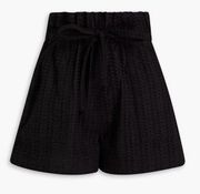 A.L.C. Billy Broderie Anglaise Eyelet Black High Waist Drawstring Shorts