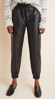 Black Sakara Faux Leather Joggers