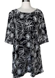 SOLID & STRIPED Dress The Emma Black Floral Embroidery Short Sleeve Cotton Small