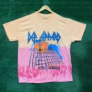 Def Leppard Pyromania Dip Dye Oversized Rock Band T-Shirt Size S/M