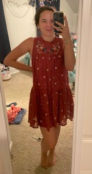 Flowered Red Lace Dress