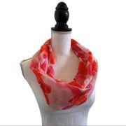 Ombré Mixed Heart Print Valentine’s Day Infinity Fashion Scarf Red Pink White OS