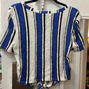 Blue striped blouse with tie