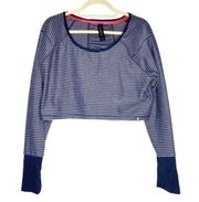 Mondetta navy striped long sleeve cropped activewear top L