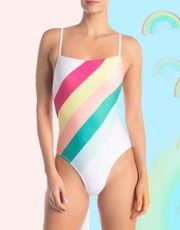 Free Press Hailee stripe colorful rainbow swimsuit