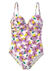 Kate Spade Wall Flower One Piece Swimsuit Pink Purple Floral XL