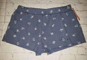 COLSIE Womens Size Small Floral Print Blue Raw Hem Soft Fleece Lounge Shorts