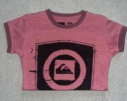 Y2k  Red Pink Ringer Graphic Cotton Baby Tee Shirt Sz Sm NWOT
