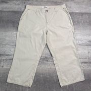 Tommy Hilfiger Womens 14 Mid Rise Wide Leg Khaki Capri Pants Flap Back Pockets