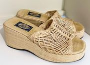 Tommy Bahama straw beach platform chunky sandals Y2K bratz boho