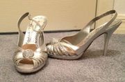 👋🏼BCBGirls silver sling back sandals, 5.5