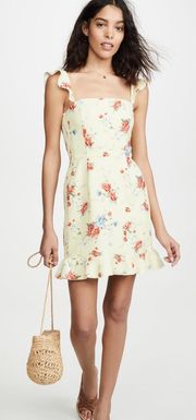 Enclave Light Yellow Floral Ruffle Mini Dress Size Small Shopbop