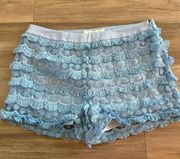 Blue Fringe Shorts