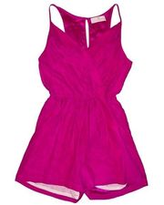 Amanda Uprichard 100% silk Barbie magenta pink lined romper women’s size medium