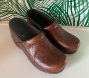 Dankso Brown Embossed Clogs Size 40