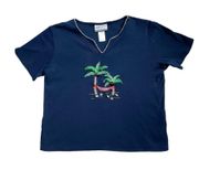 Vintage Alfred Dunner palm trees summer short sleeve top