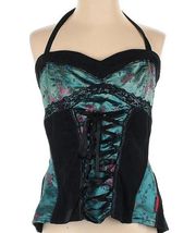 Tripp NYC Embroidered Lace Corset Halter Neck Sweetheart Top