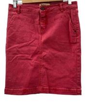 Anthropologie Holding Horses Faded Red Pink Denim Jean Skirt Size 28