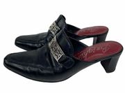 Brighton Black Leather Mules Size 6.5