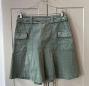 Anthropologie Seamed Utility Cargo Green Mini Pocket Skirt Cottage Boho 6 Small