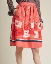 Modcloth Pink Red Hearts Cupid Love Letters Valentines Day Swing Skirt