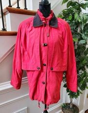 Elan Women's Red 100% Acrylic Long Sleeve Full Zip Front Casual Jacket Size S