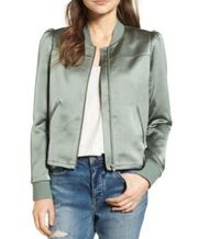 Olive Green Satin Bomber Jacket Size XS