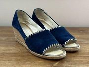 Jack Rogers Navy Suede Palmer Wedge