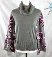 NWOT  Eden gray and purple turtleneck pullover sweater size small