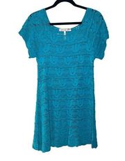 NANETTE LEPORE TEAL BLUE MACRAME SWIM COVER UP SIZE SMALL