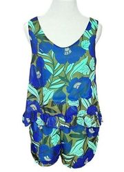 Judith March Ruffle Romper Blue Floral M