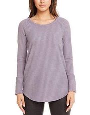 Chaser  Purple Waffle Knit Thermal Long Sleeve Top