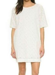 Current / Elliott The Eyelet Cotton T-shirt Dress Short Sleeve Pockets White sz