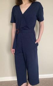 Roolee The Neptune Happy Wrap Wide Leg Jumpsuit in Navy Blue